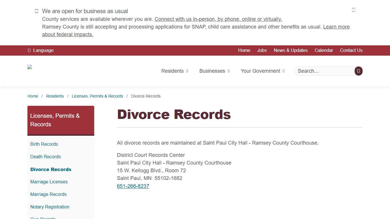 Divorce Records Ramsey County, Minnesota